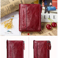 CONTACT'S Fashion Genuine Leather Women Wallet Bifold Card Holder Coin Purse Small Women's Purse Money Clip Men Pocket Wallets