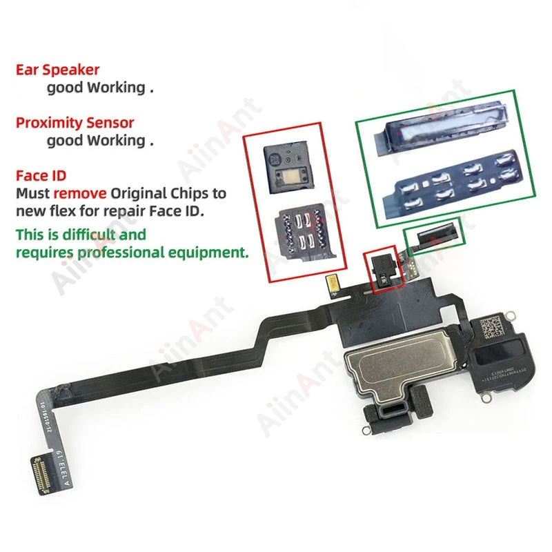 Waterproof Sticker + Flex For iPhone 11 Pro X Xr Xs Max 7 8 Plus Phone Top Proximity Sensor Ear Earpiece Speaker Flex Cable