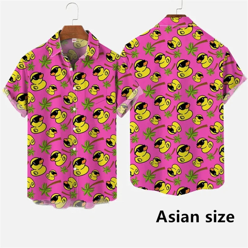 Hawaiian Men Shirts 3D Print Cartoon Cute Duck Printing | SAMAG