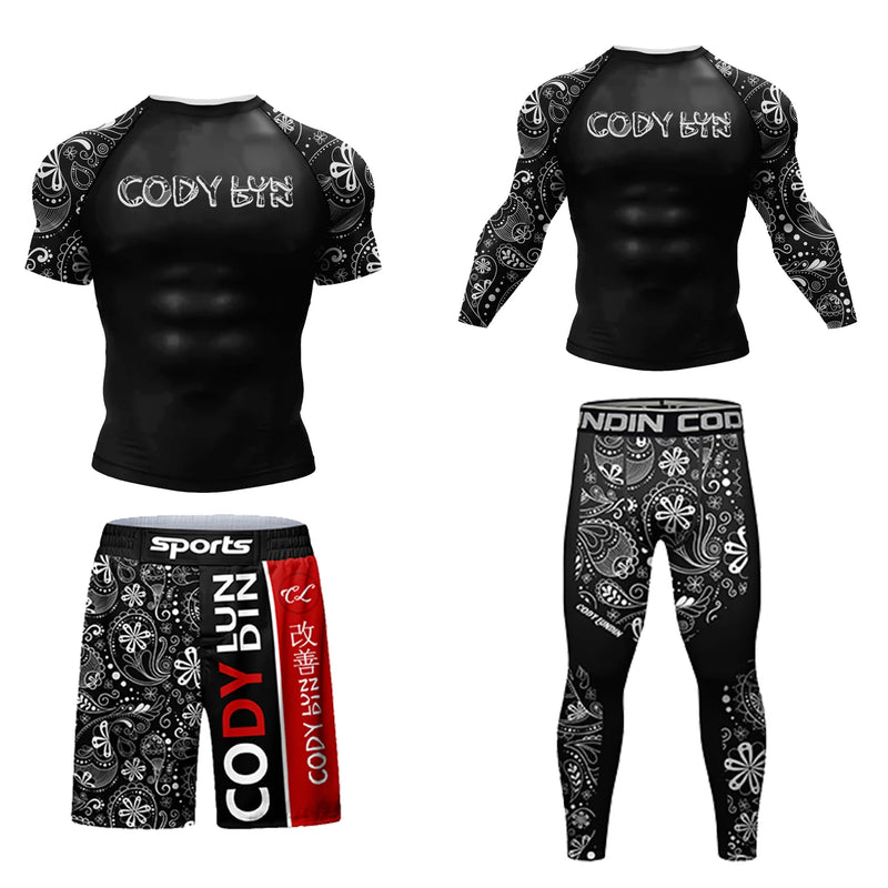Cody Lundin Durability MMA BJJ Rash Guard Tight Exercise Jogging T - Shirts+Pants 3D Print Compression - View 7 | SAMAG
