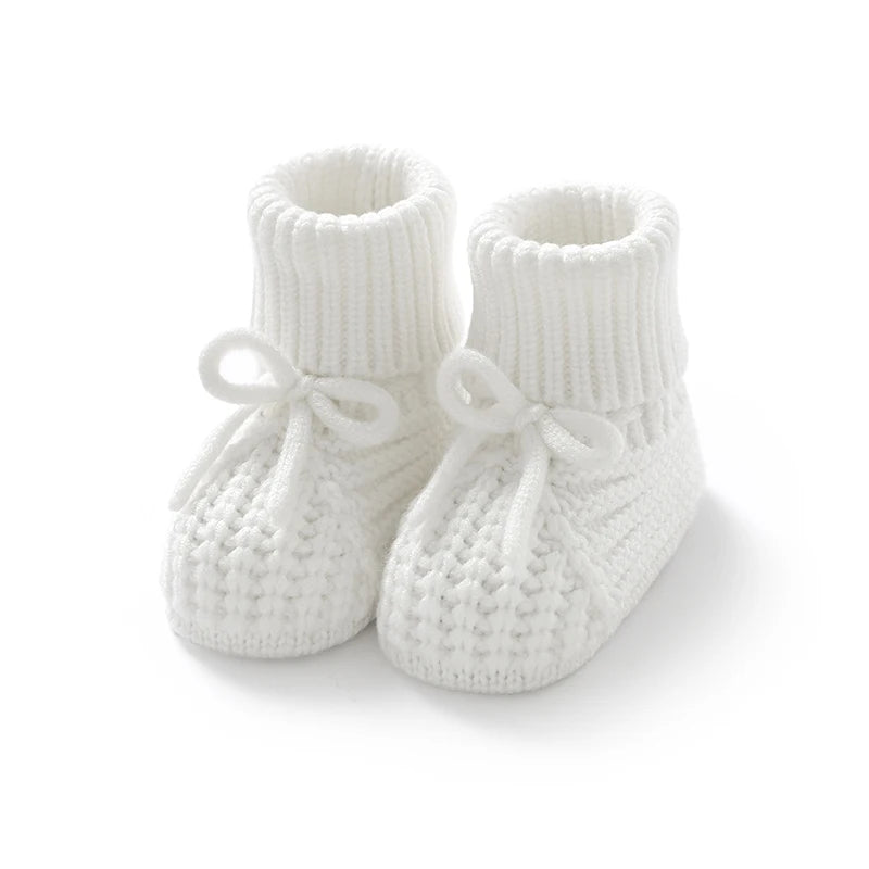 Baby Booties Knitted 0-12m Soft Soled Anti-Slip Newborn Boys Girls First Walkers Shoes Infant Toddler Unisex Sock Boot Kids Crib