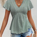 Elegant French Style Women's Top Ruffle Collar Splice | SAMAG