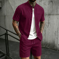 Men's New Summer Style Waffle Plain-Color Crew-Neck | SAMAG