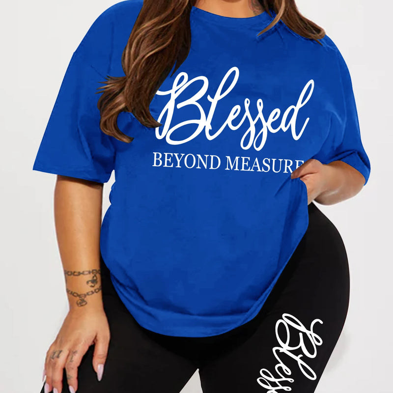 Plus Size Sets for Women Summer 2 Pieces Blessed Printed Offers and Liquidation Everything Cheap Elegant Women's Sets Short Sets