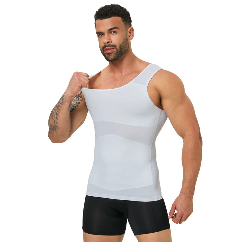 Men's Shapewear Tank Top Tummy Control Compression Vest Cool Fabric Slim Fit Undershirt Summer Gym Training Casual Daily