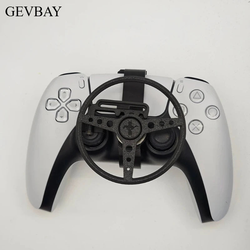 Mini 3D Printed Steering Wheel for PS5 Controller, Racing Game Auxiliary Simulator Wheel Gamepad Accessory