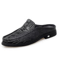 Summer Classic Half Shoes men Genuine Leather Crocodile pattern man Half Slippers Casual Outdoor Mules Non-slip Moccasins hombre