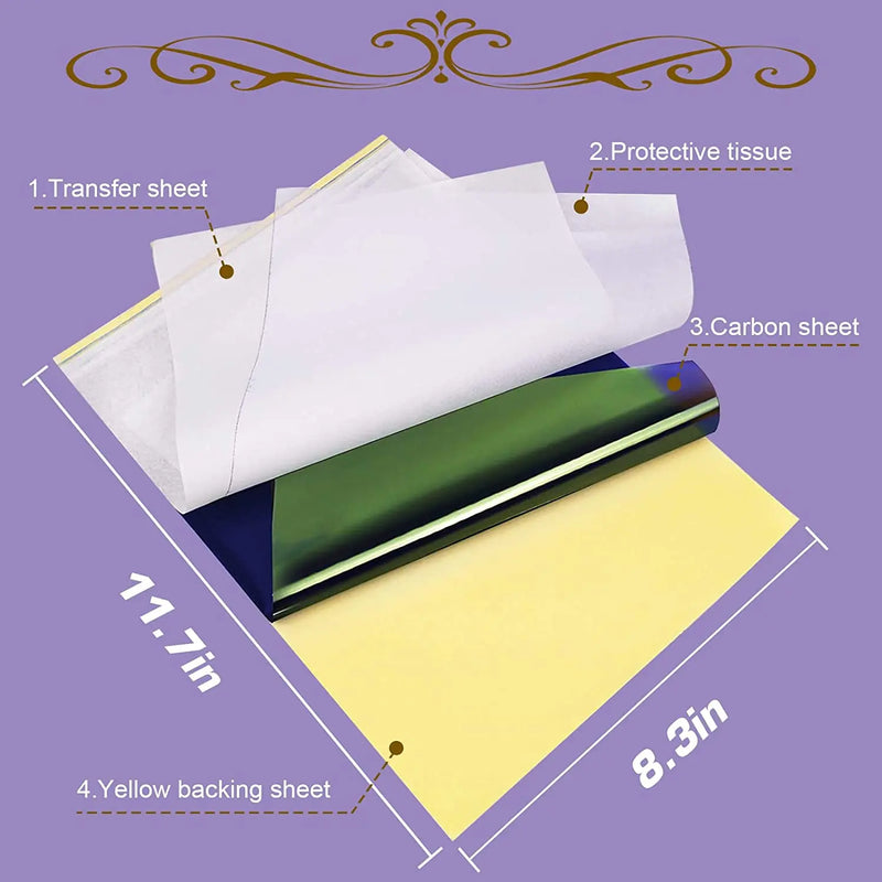 100/50/30/10/5pcs Tattoo Transfer Paper A4 Size Tattoo Stencil Paper Carbon Thermal Copy Paper for Tattoo Transfer Machine