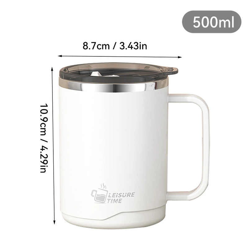 WORTHBUY 304 Stainless Steel Double Wall Insulated Coffee Mug With Handle Portable Sealed Water Cup Large Capacity Drinking Cup