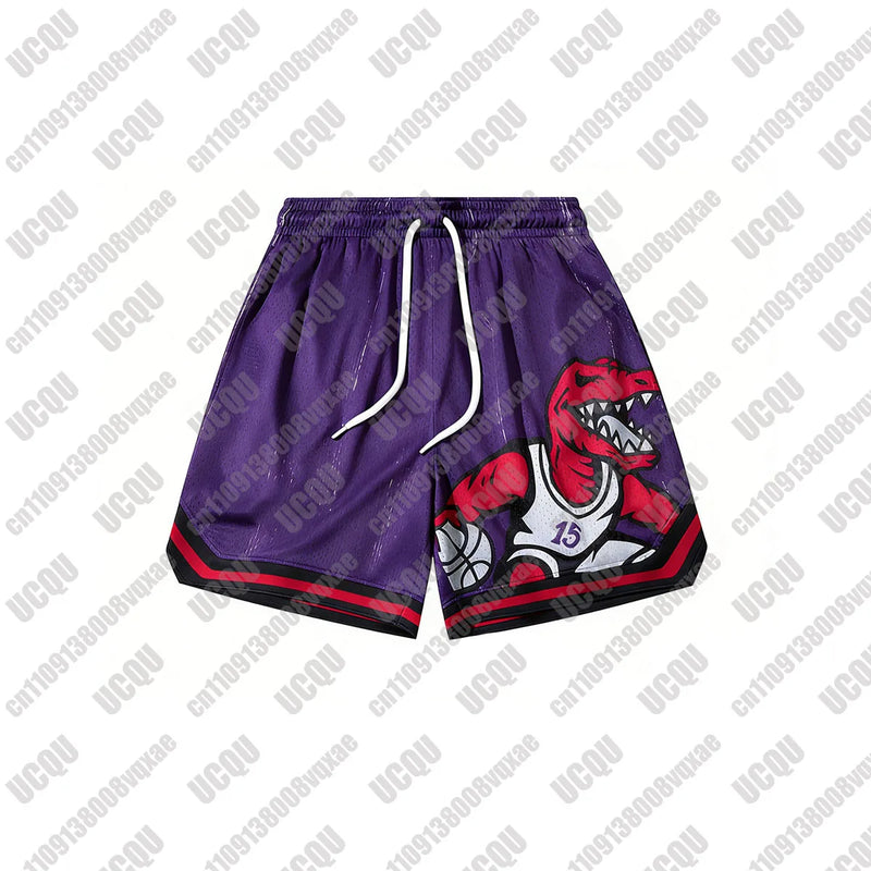 2026 New Men's Dinosaur Graphic Mesh Basketball Shorts Quick-Drying Training Running Casual Loose Five-Point Shorts