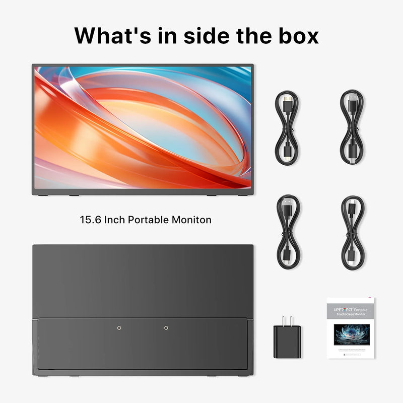 UPERFECT Portable Monitor Touchscreen 15.6" 100% SRGB 1080P with Speaker Kickstand Touch Display USB-C HDMI Ultra-Slim Second Screen for Laptop MacBook Surface PC Phone