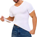 Men's Body Shaper Compression Tank Tops V-Neck Short Sleeved Slimming Undershirt Workout Abs Abdomen Tummy Control Shapewear