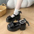 Women's High Heels 2025 High Quality Square Heels Round Toe Mary Jane Bow Buckle Dress Party Women's High Heels