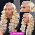 613 Honey Blonde Color Loose Deep Wave 13X4X1 HD Full Lace Frontal Wigs Prepluck With Bleached Knots Baby Hair Cosplay Wedding