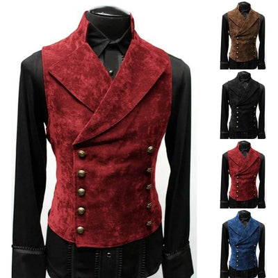 Men's Gothic Vest Costume Polyester Breast Waistcoat | SAMAG