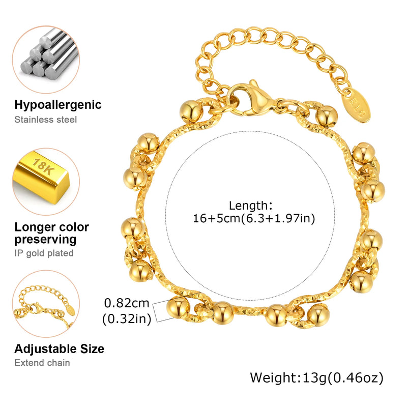 Minimalist Geometric Stainless Steel Bracelets 18K Gold Plated Thick Chunky Chain Bracelet for Women Waterproof Luxury Jewelry