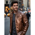 Men's PU leather jacket stand-up collar slim-fit vintage-style biker jacket spring/fall top