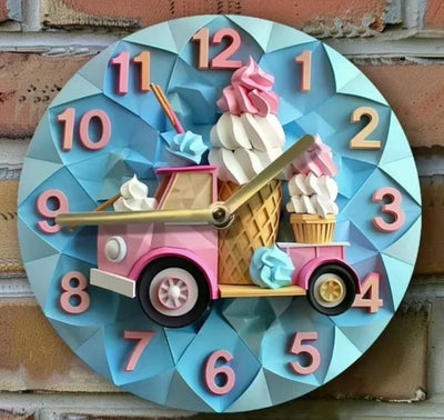 Round Wall Clock, Silent Non Ticking Oil Painting Home | SAMAG