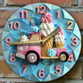 Round Wall Clock, Silent Non Ticking Oil Painting Home Office School Decorative Clock Art