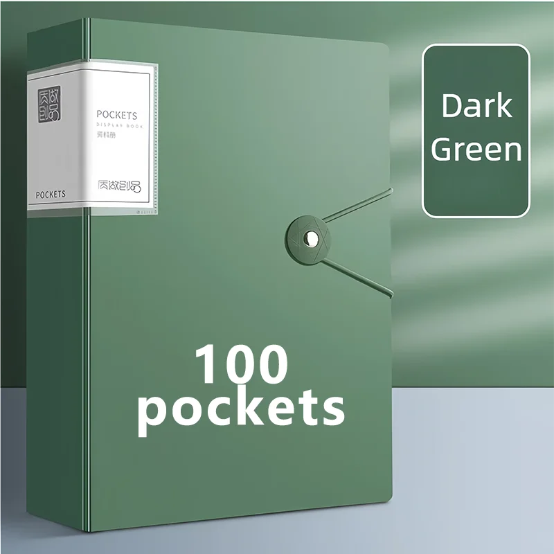 A4 Display Paper File Folder 40/60/100 Pockets Document Organizer with Snap Closure Office School Stationery