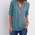 Women Cool Loose Shirt Deep V Neck Chiffon Fashion Blouse - View 6 | SAMAG