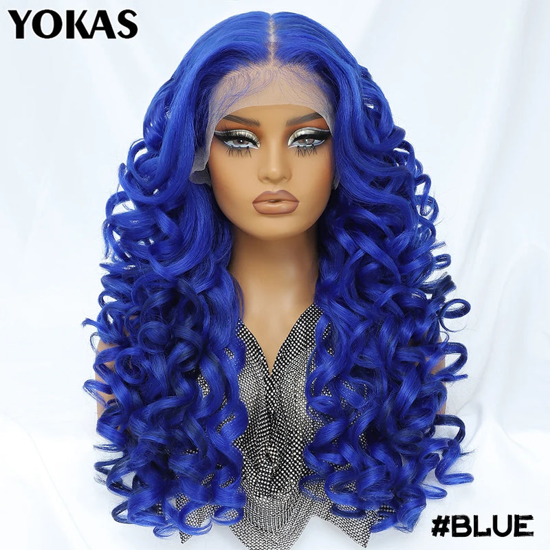Latisha Lace Frontal Wigs Synthetic 24 Inch Loose Curl Pre Plucked Lace Frontal Wig For Women Highlight With Baby Hair 13X6 Wigs