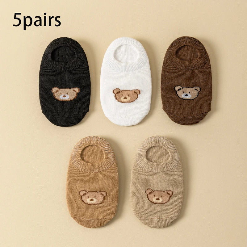 5/10pairs Baby Socks Toddler Low-cut Ankle Socks Cute Cartoon Bear Pattern Socks Boys and Girls aged 0-5 all season collection