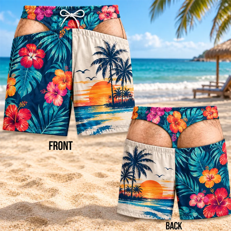 Novelty Fake Butt Swim Trunks for Men Funny Beach Party | SAMAG