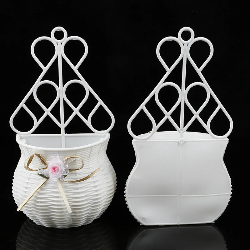 Garden DIY Vase Flower Basket Sundries Organizer Wall Hanging Artificial Rattan