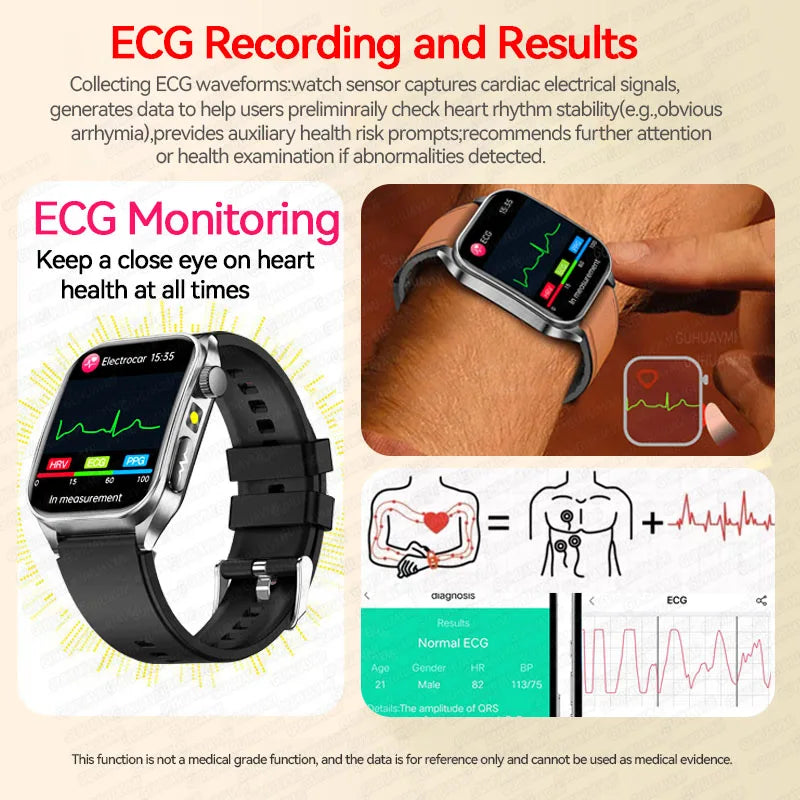 2026 New Non-Invasive Laser Treatment Three High Smart Watch Man ECG Heart Test Blood Fat Uric Acid Smart Watch For Android IOS