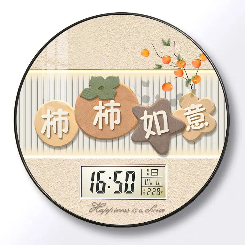 Modern wall clock for living room, home use, creative, silent, drill-free wall-mounted decorative painting electronic clock
