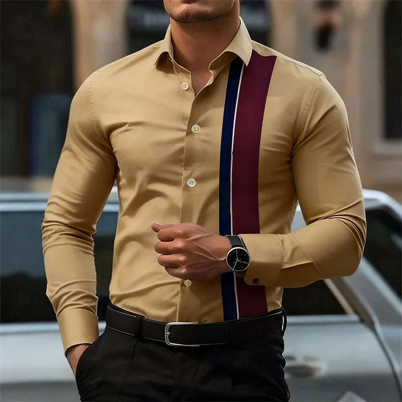 Men's fashionable contrast color striped long sleeve | SAMAG