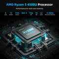 Texhoo MINI PC AMD Ryzen5 5625U 7530U R7-5800H DDR4 16G 2666MHz 512G SSD Pcle3.0 WIFI6 BT5.2 4.3GHz Desktop Computer Office PC