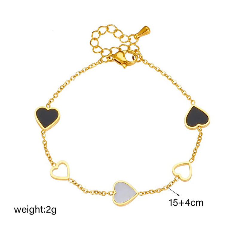 Stainless Steel Heart Love Charm Bracelet For Women Girl New Trend Bangles Non-fading Jewelry Birthday Gift Party