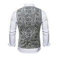 Men's Floral Suit Vest V-neck Single-breasted British Slim Fit and Fashionable Horse Clip Vest Vest Trendy