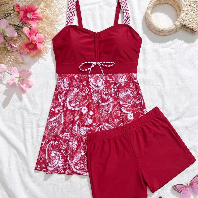 Black Dots Print Tankini Set Two Pieces Swimsuits | SAMAG