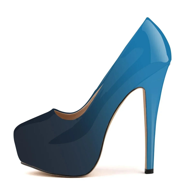 Women Sexy Pumps Stilettos 14cm Super High Heels Round Toes Platform Thin Heel NightClub Party Dress Red Wedding Shoes Big Size