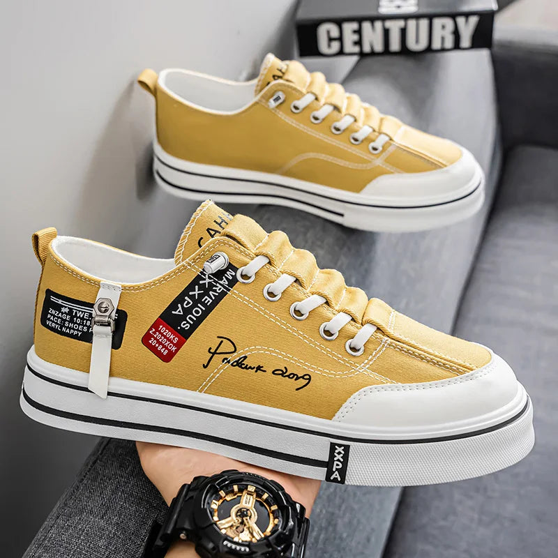Men's Canvas Shoes Low Top Board Shoes Casual Trendy Shoes,  Men's Shoes Student Youth Thick Soled Cloth Shoes