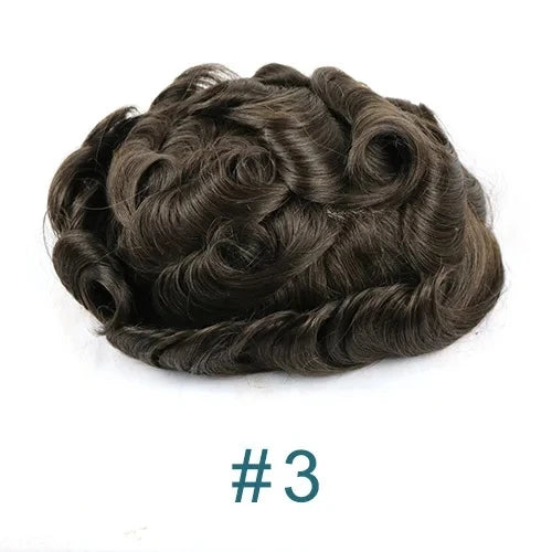 Super Ultra Thin Skin 0.02mm 80-100%Density Men Toupee Brown Black 210# Human Hair System Undetectable Natural Hairline Prosthes