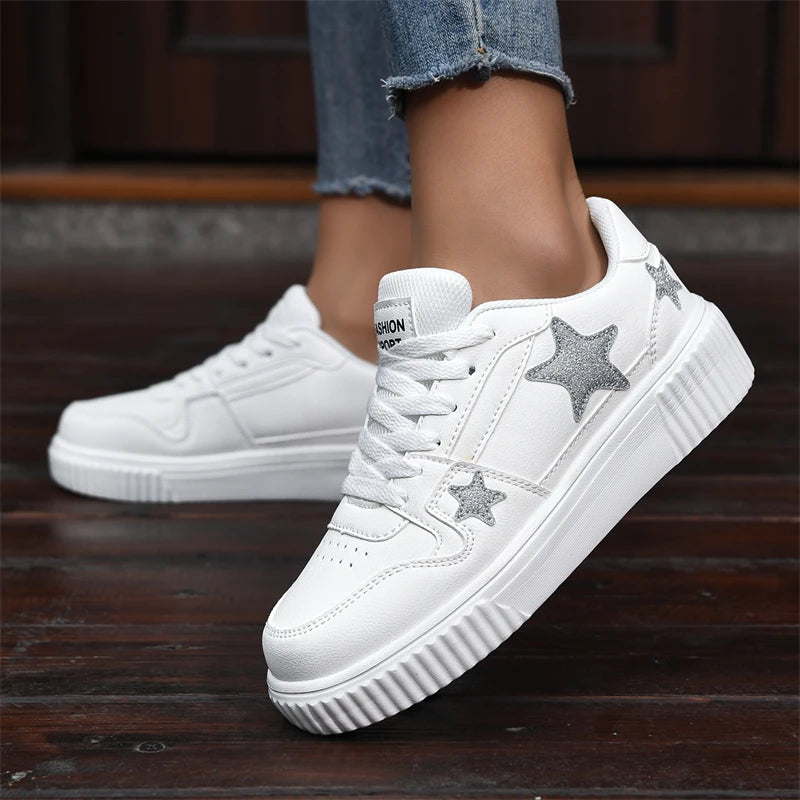 Unisex Stars Casual Sneakers Comfy Leather Men Women | SAMAG