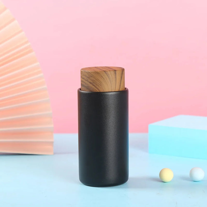 Cute Leak-Proof Stainless Steel Thermos Mug Mini 260ml Vacuum Insulated Cup Wood Grain Lid Portable Thermal Water Bottle Office