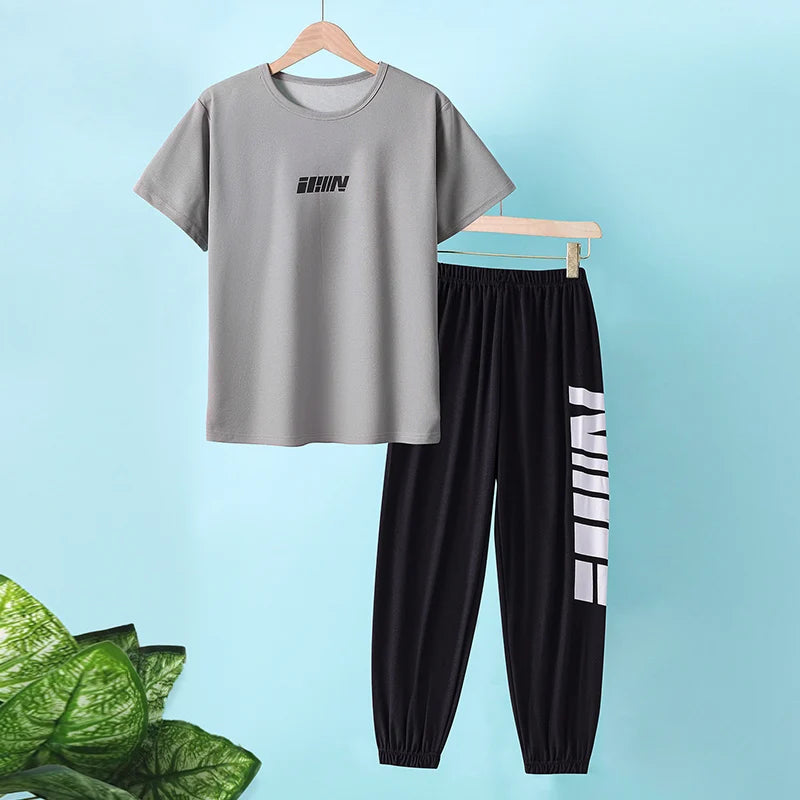 2 - pcs Summer Youth Fashion Letter Set 13 - 16 Year Old Boys - View 3 | SAMAG
