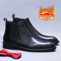 Genuine Leather Embossed Ankle Boots for Men Letter Business Formal Leather Boots Men's Chelsea Boots British Trendy Men's Boots