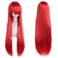 80cm Long Synthetic White Purple Cosplay Wigs Green Hair Straight Silver Wig Pink Hairpiece Lolita Wig with Bangs
