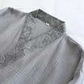 Men Japanese Kimono Pajamas Set Cotton Robe Pants Kimono Haori Yukata Nightgown Sleepwear with Pocket Lace Up