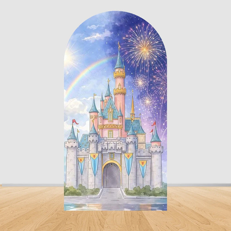Fairy Tale Castle Butterfly Floral Arch Backdrop Cover Princess Girl Birthday Baby Shower Party Decor Photography Backgrounds