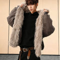 Café Brown Fur Collar Short Thickened Men's Jacket Winter Coat Youth Fashion Suede Mink Velvet Cotton Clothes for Men