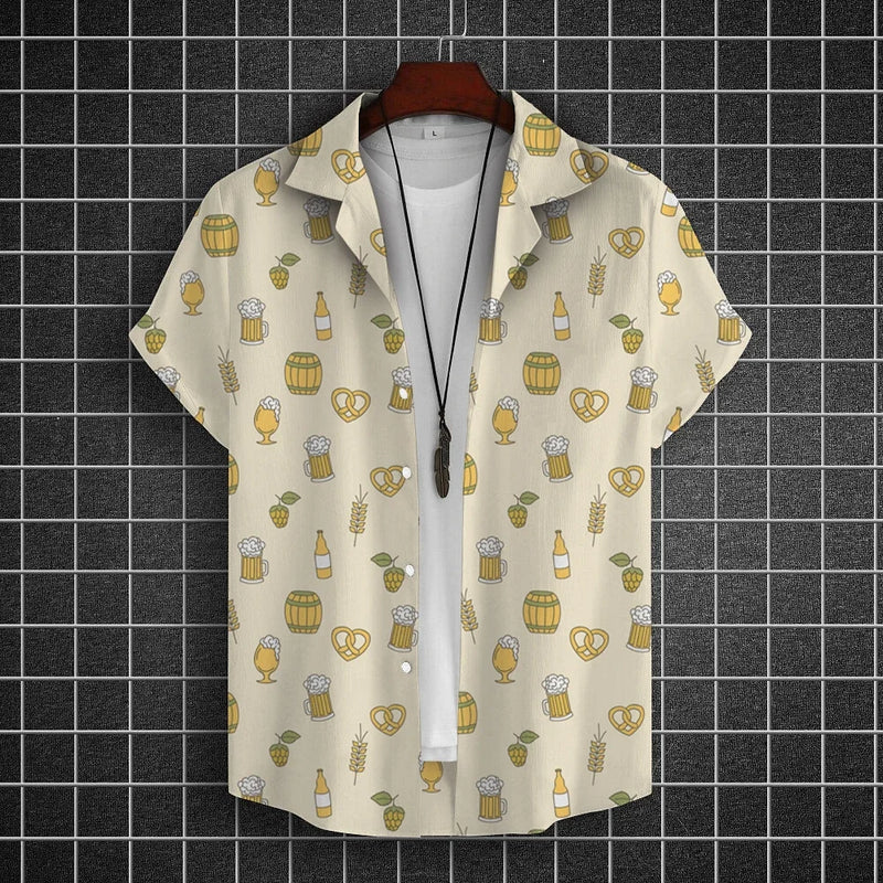 Hawaiian Shirt For Men 3d Beer Printed Short Sleeve Party | SAMAG