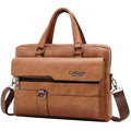 The neutral color men's handbag is suitable for business trips and can also be carried on one shoulder.It is made of PU material