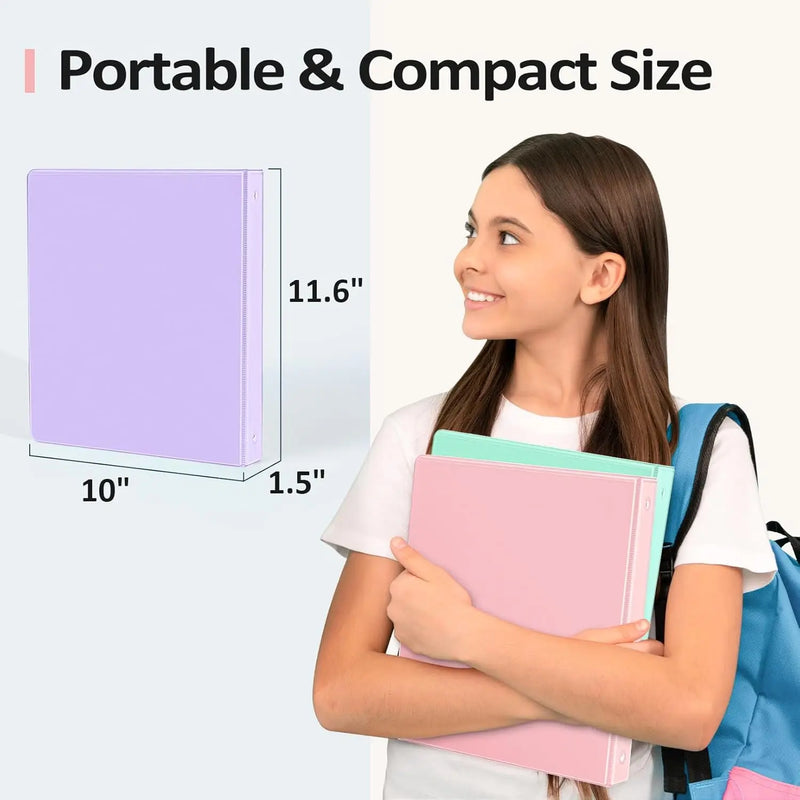 1-inch 3 Ring Binder with 2 Interior Pockets, for A4 Letter Size 8.5'' x 11''Paper,Versatile Binders for Office, Home and School